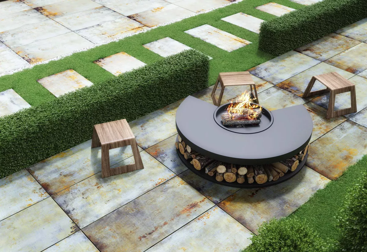 Outdoor garden paving and tiles at a Dubai villa